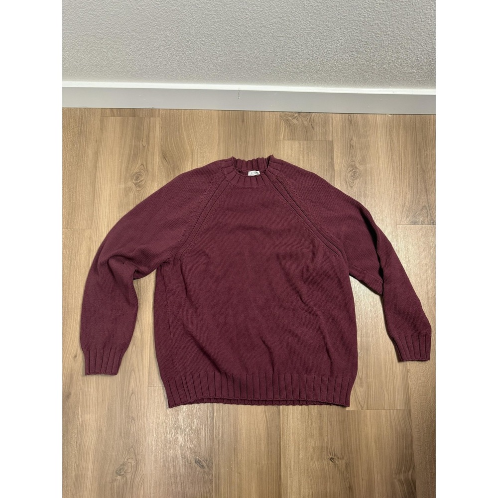 Quaker Marine Supply Sweater Mens XL Red Cotton Knit Crew Neck Pullover Casual